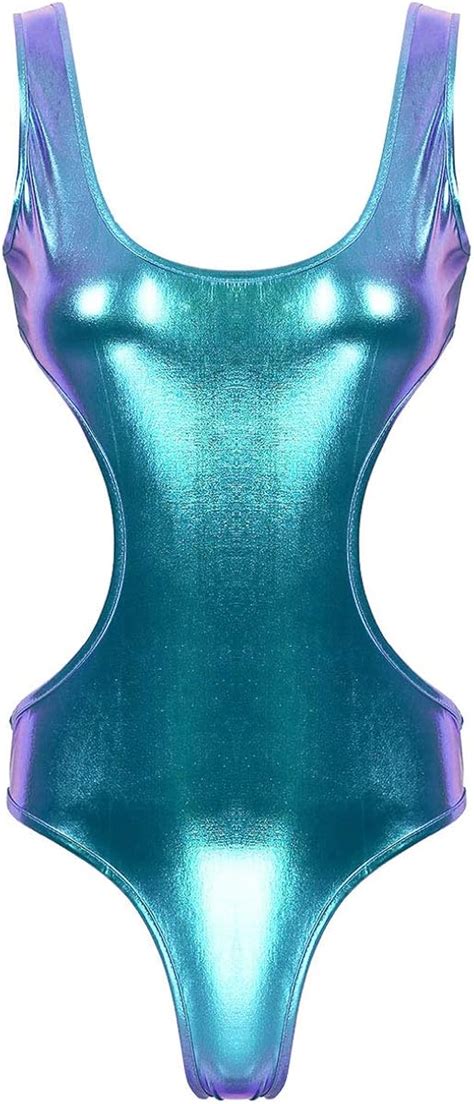 shiny metallic one piece swimsuit